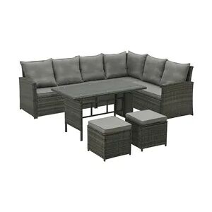 SVITA Monroe Garten-Lounge Set Polyrattan Lounge-Möbel Sitzgruppe Garten Grau