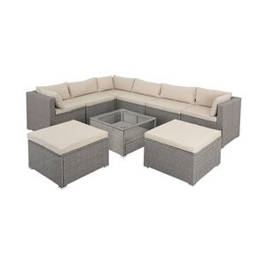 Casaria XXL Polyrattan Lounge Set Merlion creme/creme