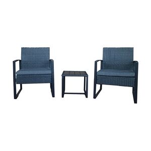 Möbilia Sitzgruppe 5-tlg Polyrattan   2 Stühle inkl. Kissen B60 x T62 x H80 cm   Tisch B40 x T40 x H37 cm   anthrazit-grau   10020001   Serie GARTEN