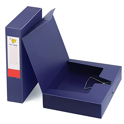 DONGLI 2 Pack Box Files A4, Plastic Box File met Document Clip,65mm Rug,Document Box Folders voor Office School -Blauw