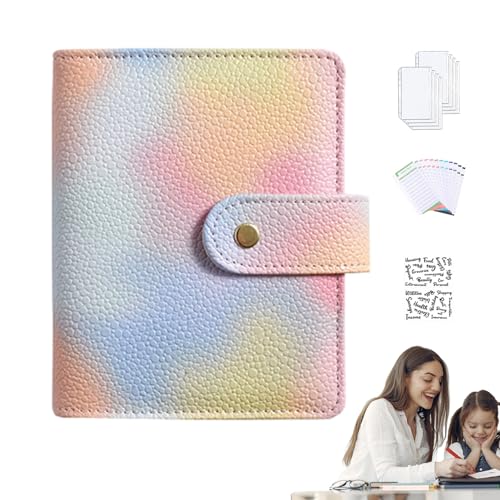 LVTFCO Envelop uitdaging binder, A7 Macaron Kleur Cash Vulling Bindmiddel Losbladig, Waterdichte budgetbinder, modieuze geldbinder voor budgettering, geldbesparing