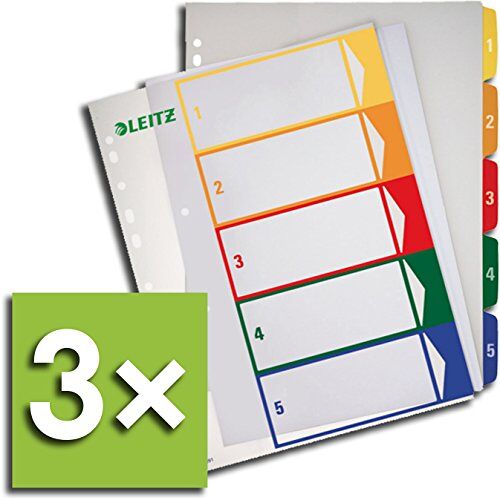 Leitz Register 1291, pc-beschrijfbaar voor DIN A4, kleur/transparant 1-5 (3 tabbladen)