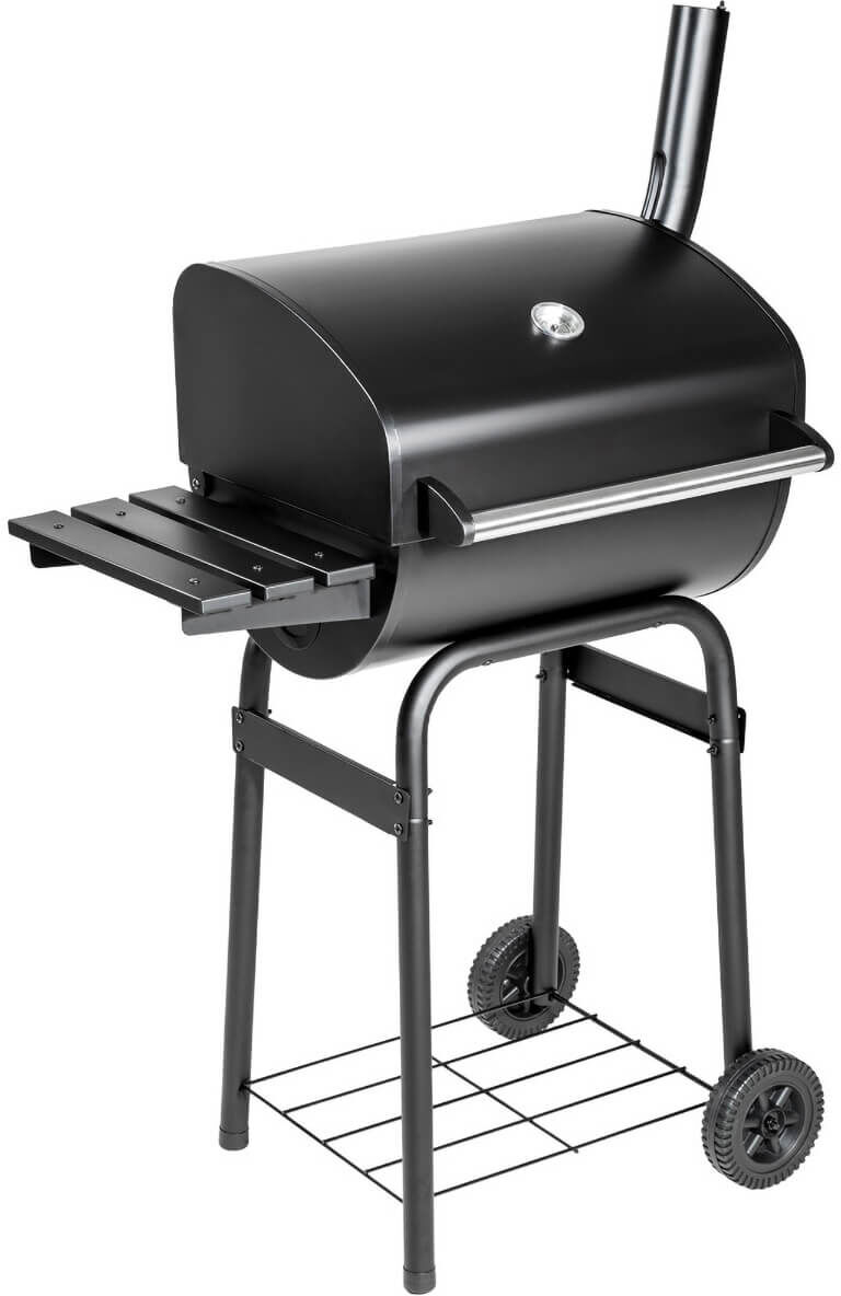 tectake BBQ Holzkohlegrill aus pulverbeschichtetem Metall - schwarz