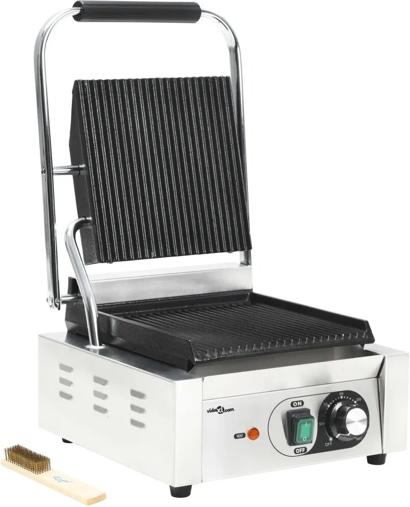 vidaXL Grill pour panini rainuré Acier inoxydable 1800 W 32x41x19 cm