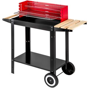 tectake Holzkohlegrill Grillwagen - schwarz/rot