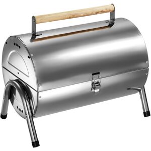 tectake Holzkohlegrill aus Edelstahl - silber