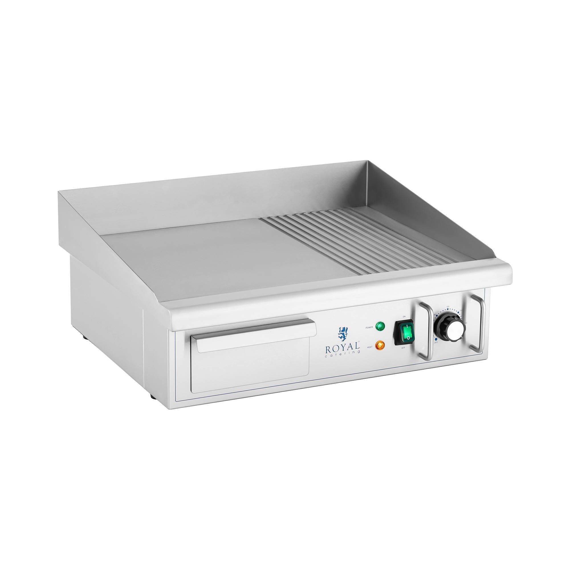 Royal Catering Elektrická grilovací deska - 360 x 560 mm - vroubkovaná a hladká - 3 000 W RCPG47-M