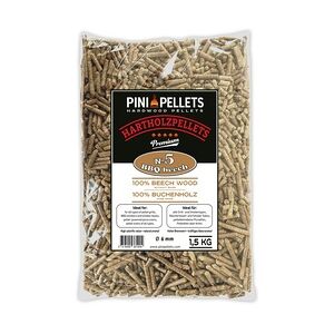 PINI Hartholzpellets 100% Buche Nr. 5 BBQ Beech 1,5 Kg Grillpellets zum Grillen Räuchern Smoken und für Pizzaofen