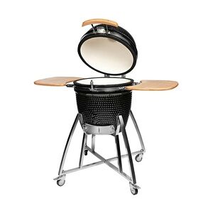 Tarrington House Kamado-Holzkohlegrill Naggado, Keramik / Edelstahl, Ø 54 x 120 cm, klappbare Seitenablagen, Thermometer, fahrbar, schwarz