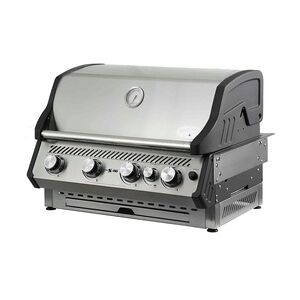 Proregal SANTOS Einbaugasgrill Free S-410 mit 4 Hauptbrenner & Heckbrenner   inkl. Rostheber   Edelstahl   Silber