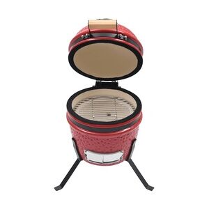 vidaXL 2-in-1 Kamado-Grill Smoker Keramik 56 cm : Farbe - Rot