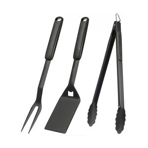 Grillbesteckset PURO Grillzange Grillwender Grillgabel für BBQ 3er Set