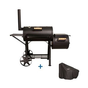 TAINO Yuma Massiver Smoker BBQ GRILLWAGEN Holzkohle Grill 90 kg 3,5mm Set Haube