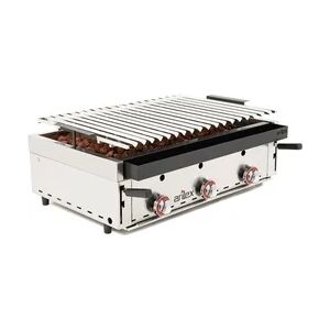 Gasgrill aus Vulkangestein mit verstellbarem Grillrost aus rostfreiem Stahl 90x60cm Arilex BARINOX90