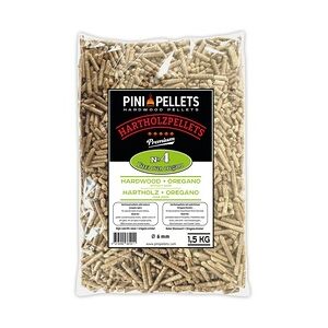 PINI Hartholz Pellets Nr. 4 BBQ Pizza Oven Oregano 1,5 Kg Grillpellets zum Grillen Räuchern Smoken und für Pizzaofen