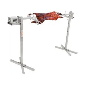 VEVOR Spanferkelgrill Lammgrill 117 cm, 60 kg Edelstahl Drehspieß Spießbratengrill 52 W, Lammgrill BBQ Grill Grillwagen Barbecue, 8 höhenverstellbarer Großer Spießgrill Putenfleisch, Schinken usw.