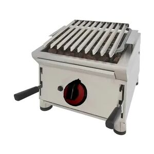 Lavastein-gasgrill tischgrill aus edelstahl ohne spritzschutz - 390x550x330 mm - 5,5 Kw - 4471A804 Eurast