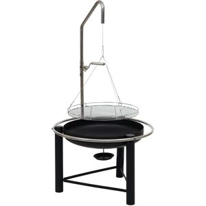 Bbq Schwenkgrill HHG 824, Gartengrill Holzkohlegrill, höhenverstellbar Aschekasten Feuerschale ø 60cm, Stahl schwarz - black