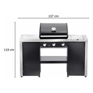 GRANDHALL LIVING STYLE Grandhall Gasgrill Premium G3 Island Grill Gas Garten Gartenkamin Kamin 17,4 kW 'Ohne Abdeckhaube'