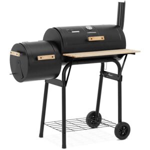 UNIPRODO Grill mit Smoker Eisen, Holz 2 Kammern 2 Ablagen Holzkohlegrill Grillwagen