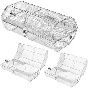 Panier de grill pour Barbecue Paniers à Griller Cylindriques Pliable en Acier Inoxydable argent 3x - argent - Vingo