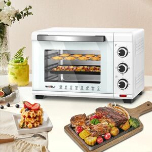 WOLTU Mini Backofen 28L, Pizzaofen inkl. Backblech Grillrost Krümelblech Rostheber, 1600 W, 100-230 °C, Timer 0-60 Min, 3 Heizmodi Weiß - Weiß