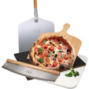 Dolce Mare SET Pizzastein Holz Alu Pizzaschieber Edelstahl Pizzaschneider