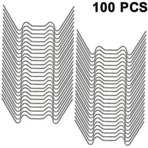 100 glasklemmer i rustfrit stål, W Type drivhusklemme, til drivhuse null ingen