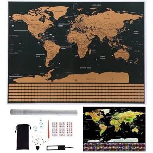 Kort med Skrabe / Scratch Map / Verdenskort - 82 x 59 cm