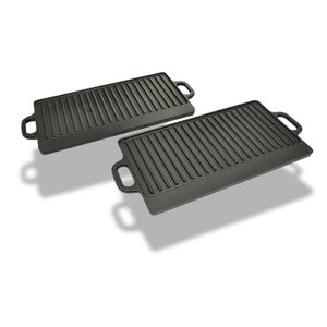 vidaXL vendbar grillpande i støbejern 2 stk. 38x23 cm