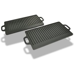 vidaXL vendbar grillpande i støbejern 2 stk. 38x23 cm