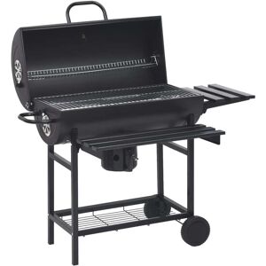 vidaXL tøndegrill med hjul og hylder 115x85x95 cm stål sort