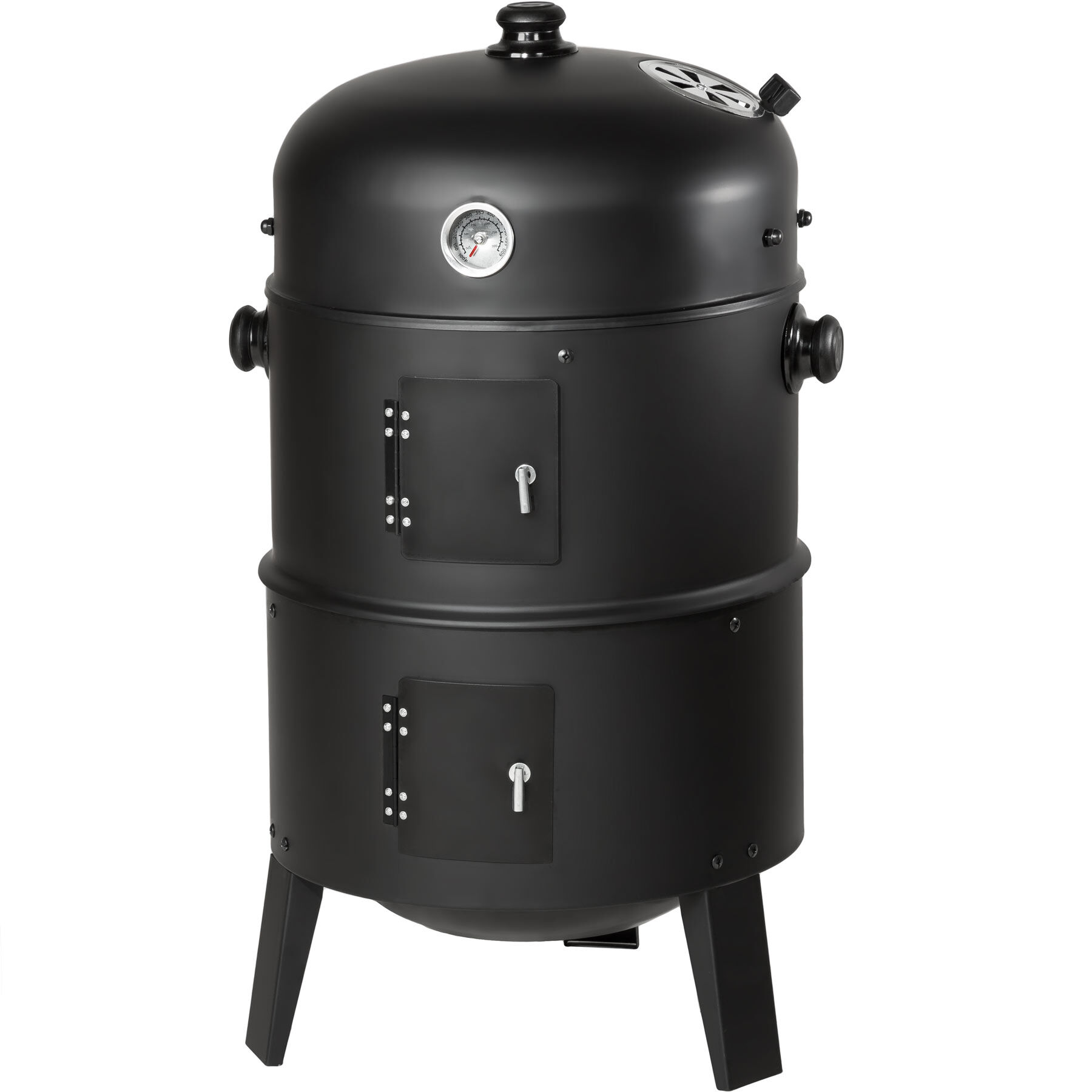 tectake 3-i-1 BBQ Smoker Grill inkl. termometer - sort