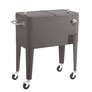 LolaHome Nevera porta hielo para barbacoa de acero gris de 56 litros