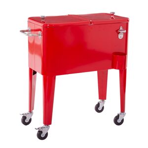 LolaHome Nevera porta hielo para barbacoa de acero roja de 56 litros