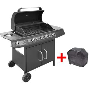 vidaXL Barbacoa grill de gas 6+1 quemadores negra