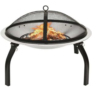 vidaXL Brasero y barbacoa 2 en 1 atizador acero inoxidable 56x56x49 cm