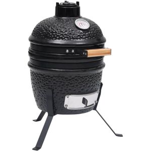 vidaXL Barbacoa 2 en 1 ahumadora Kamado de cerámica negro 56 cm