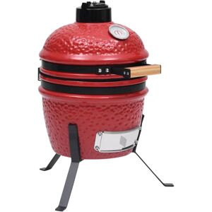 vidaXL 2 en 1 Barbacoa ahumadora Kamado de cerámica rojo 56 cm