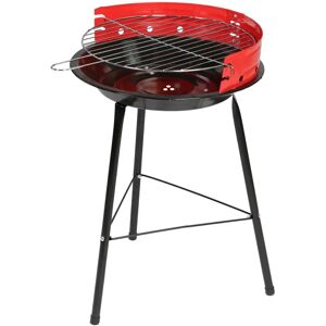 LOLAhome Barbacoa de carbón redonda con parrilla de acero roja de Ø 34x55 cm