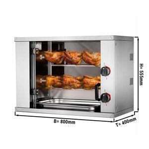 GGM Gastro - Mini-grill a poulet electrique - 4,4kW - avec 2 broches pour jusqu'a 6 poulets Argent