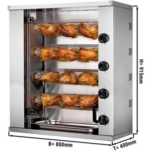 GGM Gastro - Mini grill electrique pour poulets - 8,8kW - avec 4 broches pour jusqu'a 12 poulets Argent