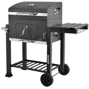 MAXXGARDEN Barbecue à charbon de bois en acier inoxydable à roulettes - Fumoir - Smoker Premium Mobile - Grille de Barbecue avec Couvercle - Grille chauffante - Publicité
