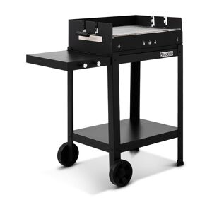 BRASERO - Barbecue charbon Vigo - Grille réglable en hauteur, en acier chromé de 59 x 45 cm - Sur chariot équipé, tablette latérale et inférieure, crochets - Poignées, 2 roues Noir - Noir - Publicité