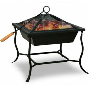 Gardebruk - Deuba Brasero de jardin carré 45x45 cm Acier noir Avec couvercle Barbecue brasier extérieur cheminée - Publicité