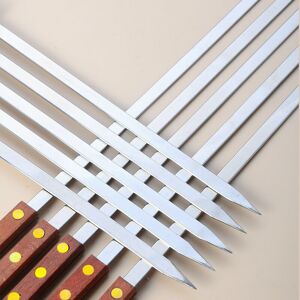 Ohjijinn - Brochettes de barbecue en acier inoxydable 304, manche en bois, brochettes plates de 50 cm, lot de 8 - Publicité