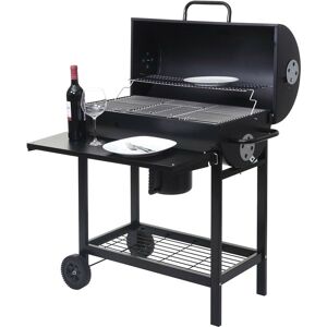 HW - Chariot barbecue C-F70, gril à charbon de bois, sur pieds avec abattant, rack, acier 103x93x70cm n - Publicité