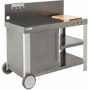 Desserte de jardin pour Plancha / Barbecue Cook'in Garden Nova xl - Acier - Avec Crédence - Étagère - Porte Serviette - Porte Ustensiles - Gris - grey - Publicité