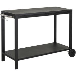 HOMCOM Desserte de jardin - desserte pour plancha - chariot de service à roulettes multi-rangements dim. 128L x 46l x 86H cm acier noir - Publicité