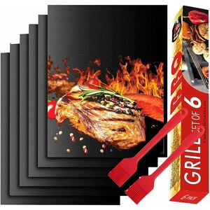 Fei Yu - Feuille Teflon,BBQ Grill Mat Antiadhésif, Set de 6 Tapis Cuisson Barbecue 40x33 cm, Feuilles de Cuisson Réutilisable et Résistant à La - Publicité